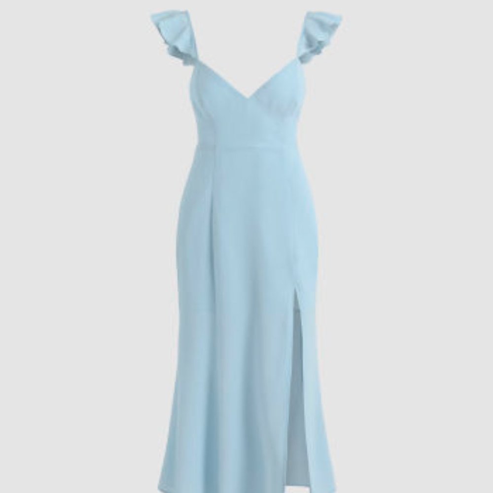 Ruffle Cap Sleeved Midi Dress